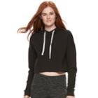 Juniors' So&reg; Cropped Raglan Hoodie, Teens, Size: Large, Black