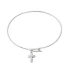 Sterling Silver Cross Charm Bangle Bracelet, Women's, Size: 7.25