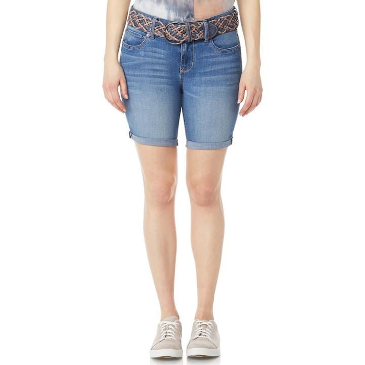 Juniors' Wallflower Luscious Curvy Belted Bermuda Shorts, Teens, Size: 3, Brown Over