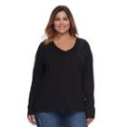 Plus Size Sonoma Goods For Life&trade; Essential V-neck Tee, Women's, Size: 3xl, Black