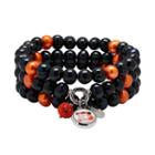 Cincinnati Bengals Dyed Freshwater Cultured Pearl Team Logo Charm Stretch Bracelet Set, Women's, Black