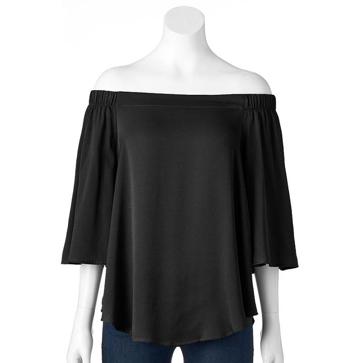 Petite Jennifer Lopez Solid Off-the-shoulder Top, Women's, Size: Xl Petite, Black