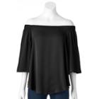 Petite Jennifer Lopez Solid Off-the-shoulder Top, Women's, Size: Xl Petite, Black