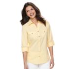 Women's Croft & Barrow&reg; Knit-to-fit Roll-tab Shirt, Size: Xxl, Lt Yellow