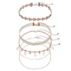 Heart Link, Shaky Leaf & Floral Lace Choker Necklace Set, Women's, Pink Other