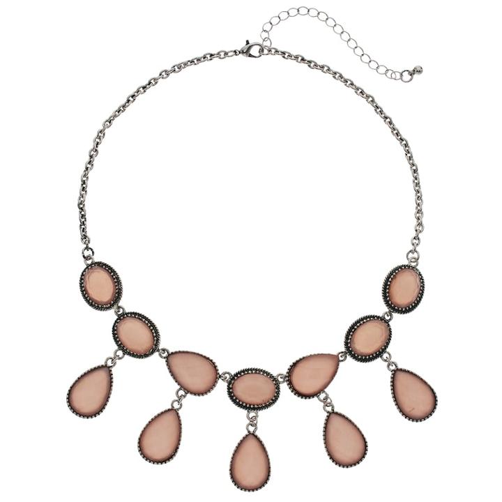 Mudd&reg; Oval & Teardrop Statement Necklace, Women's, Light Pink