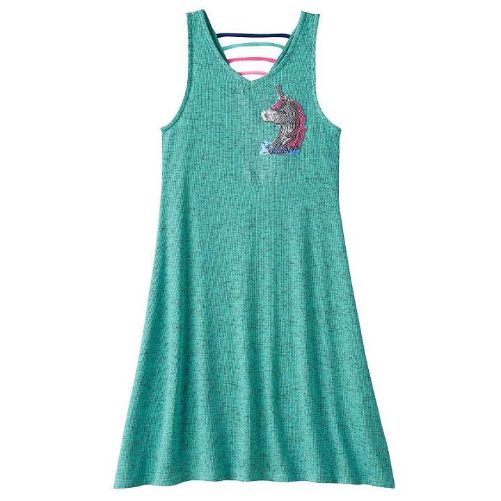 Girls 7-16 & Plus Size So&reg; Lattice Back Ribbed Swing Dress, Girl's, Size: 20 1/2, Turquoise/blue (turq/aqua)