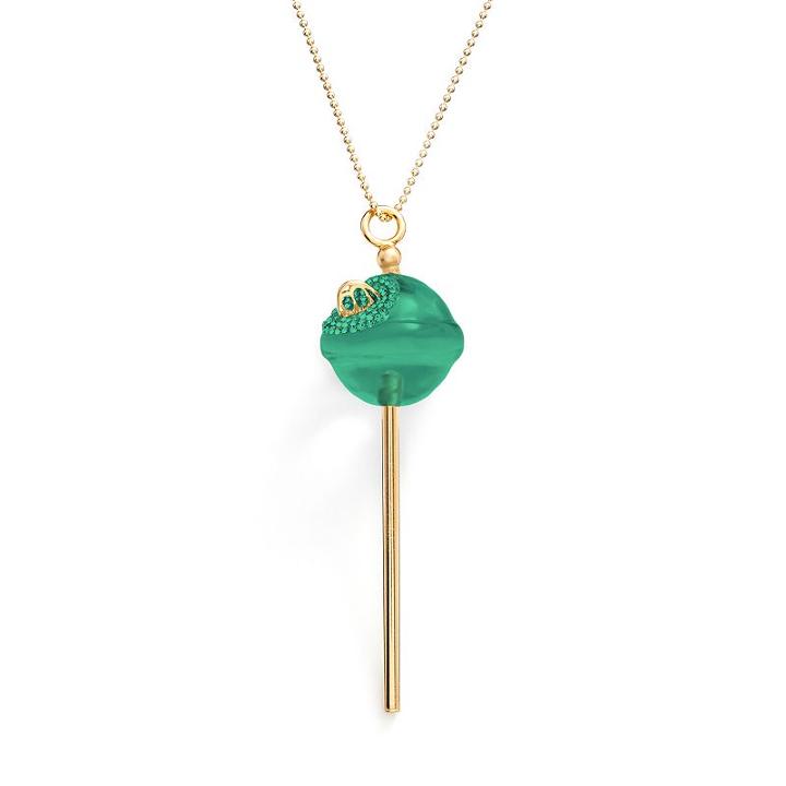 Amore By Simone I. Smith A Sweet Touch Of Hope 18k Gold Over Silver Crystal Lollipop Pendant, Women's, Size: 26, Green