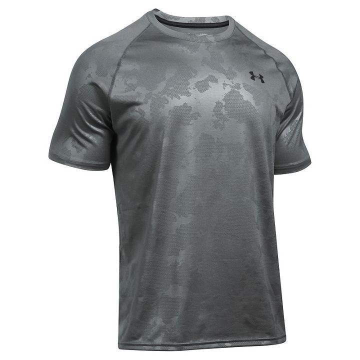 Men's Under Armour Tech Patterned Running Shirt, Size: Large, Silver