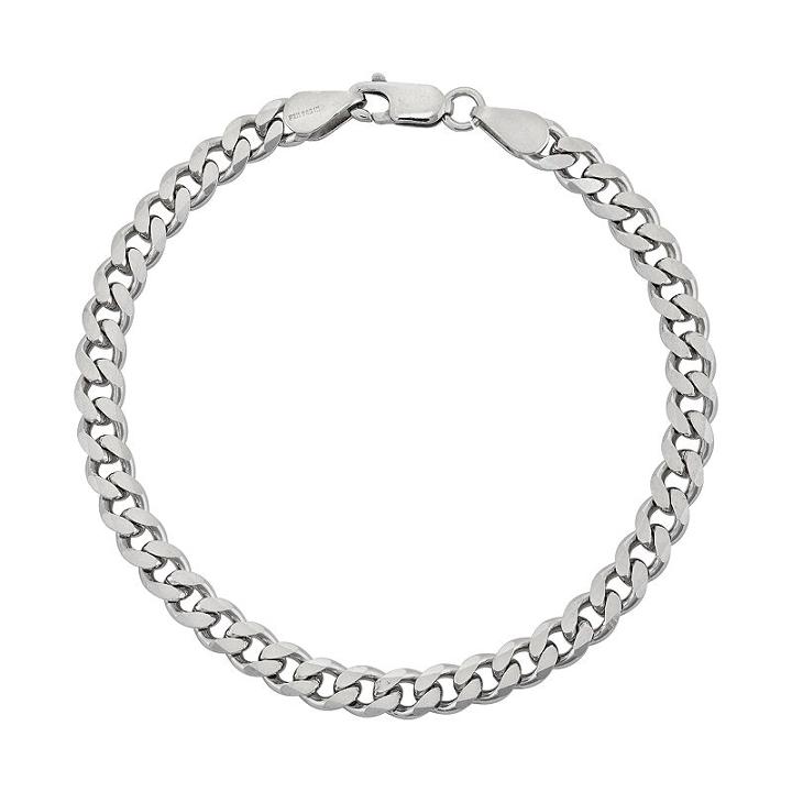 Men's Sterling Silver Curb Chain Bracelet, Size: 8, Grey
