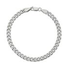 Men's Sterling Silver Curb Chain Bracelet, Size: 8, Grey