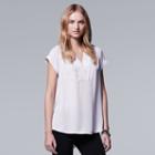 Women's Simply Vera Vera Wang V-neck Chiffon Top, Size: Small, Brt Purple