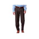 Men's Haggar Eclo Stria Classic-fit Pleated Dress Pants, Size: 44x32, Brown