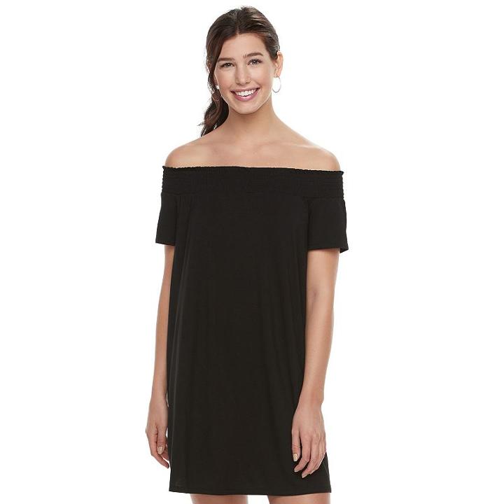 Juniors' So&reg; Off The Shoulder Swing Dress, Girl's, Size: Small, Black