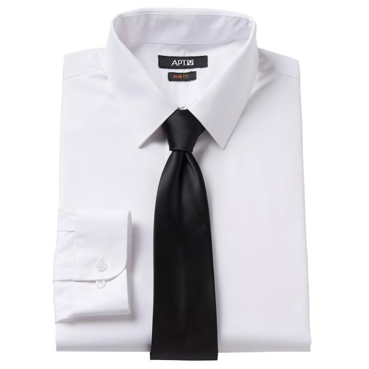Men's Apt. 9&reg; Slim-fit Dress Shirt & Tie Set, Size: 2x-36/37, White