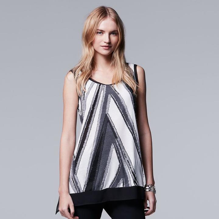 Women's Simply Vera Vera Wang Abstract Jacquard Tank, Size: Small, Black