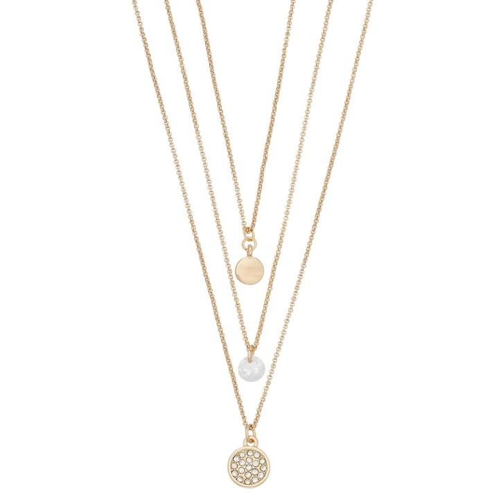 Lc Lauren Conrad Multi Strand Beaded Necklace, Women's, Gold