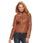 Women's Gallery Faux-leather Moto Jacket, Size: Large, Brown