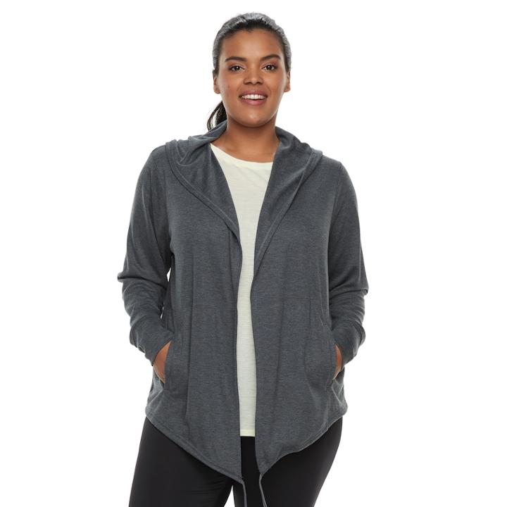 Plus Size Tek Gear&reg; Hooded Long Sleeve Wrap, Women's, Size: 3xl, Dark Grey