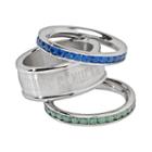 Logoart Vancouver Canucks Stainless Steel Crystal Stack Ring Set, Women's, Size: 6, Multicolor