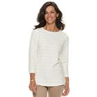 Women's Croft & Barrow&reg; Button-shoulder Crewneck Sweater, Size: Medium, White