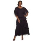 Plus Size Maya Brooke Tiered Poncho Sequin Dress, Women's, Size: 20w T/l, Purple