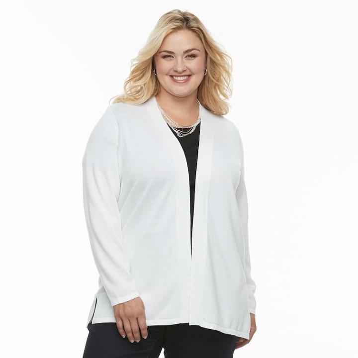 Plus Size Croft & Barrow&reg; Essential Open-front Cardigan, Women's, Size: 1xl, White