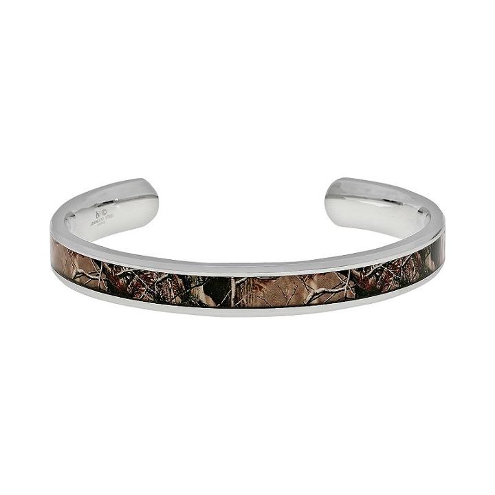 Lynx Stainless Steel Camouflage Cuff Bracelet - Men, Brown