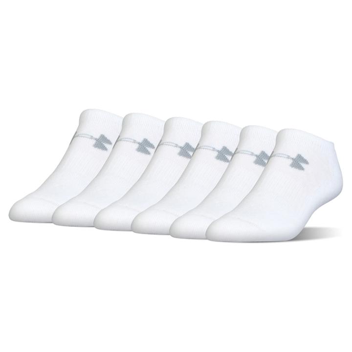 Boys Under Armour 6-pack No-show Socks, Size: 9-11, White