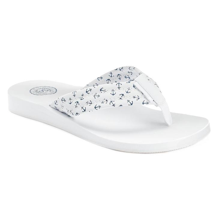 So&reg; Women's Patterned Thong Flip-flops, Size: Medium, White