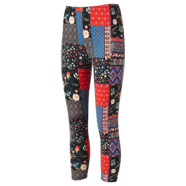 Juniors' Eye Candy Peached Print Capri Leggings, Girl's, Size: Medium, Blue Other