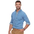 Men's Sonoma Goods For Life&trade; Flexwear Modern-fit Stretch Poplin Button-down Shirt, Size: Medium, Dark Blue