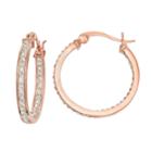 Chrystina Silver Plated Inside Out Crystal Hoop Earrings, Women's, Pink