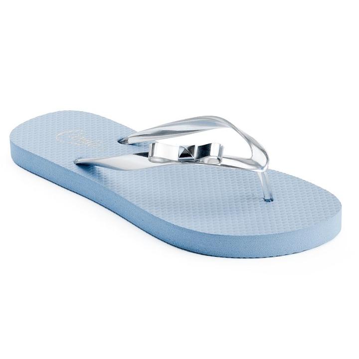Candie's&reg; Women's Zori Metallic Bow Thong Flip-flops, Size: Xl, Blue