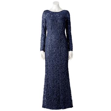Women's Helene Blake Sequin Lace Evening Dress, Size: 8, Blue (navy)