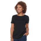 Women's Croft & Barrow&reg; Essential Crewneck Tee, Size: Xs, Black