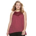 Juniors' Plus Size Candie's&reg; Shark-bite Hem Lace Tank, Girl's, Size: 1xl, Dark Red