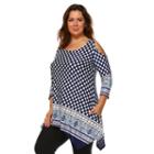 Plus Size White Mark Cold-shoulder Shark-bite Tunic, Women's, Size: 2xl, Ovrfl Oth