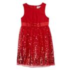 Girls 4-6x Emerald Sundae Sequin Pleated Dress, Girl's, Size: 5, Red