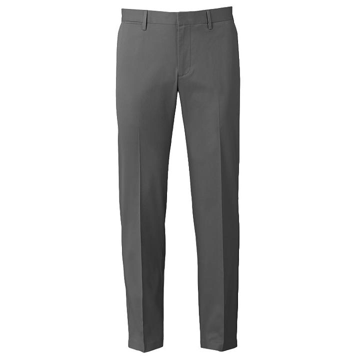 Men's Apt. 9&reg; Slim-fit Performance Stretch Chino Flat-front Pants, Size: 29x32, Grey