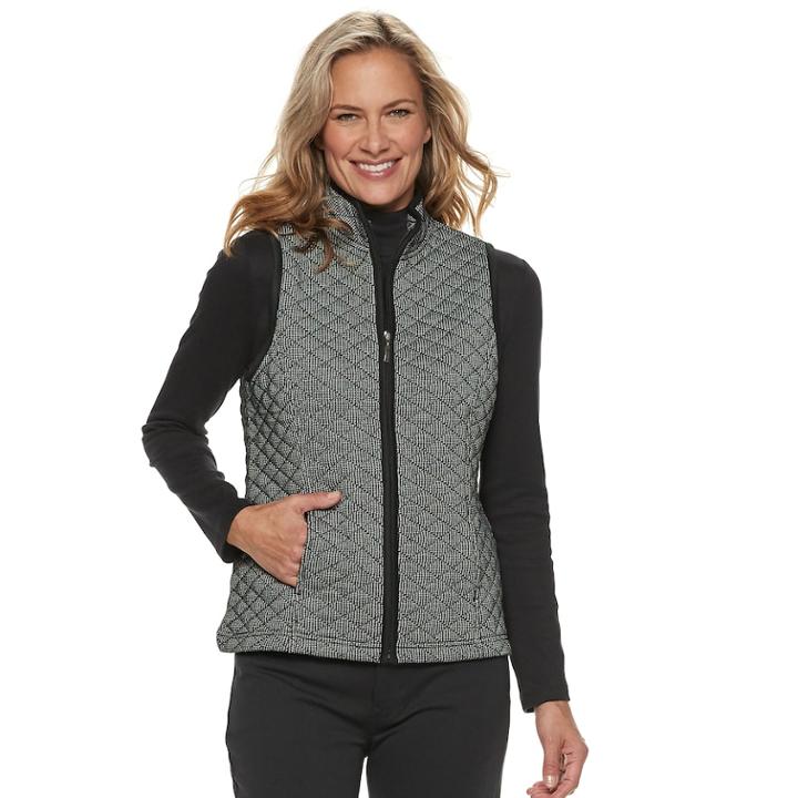 Petite Croft & Barrow&reg; Quilted Knit Vest, Women's, Size: Xl Petite, Black