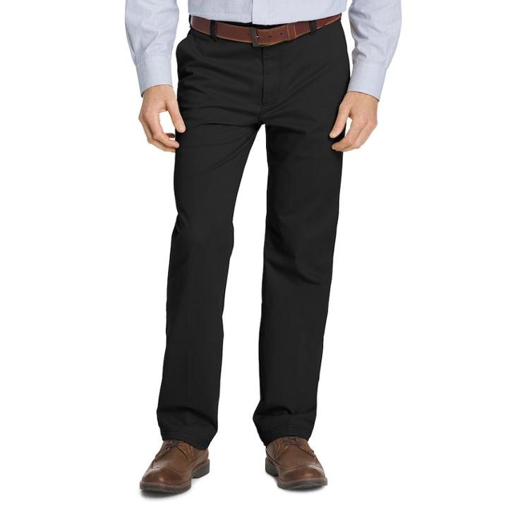 Men's Izod Classic-fit Performance Flat-front Pants, Size: 38x29, Black