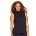 Plus Size Rock & Republic&reg; Grommet Mockneck Tee, Women's, Size: 0x, Black