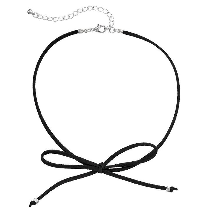 Apt. 9&reg; Black Front Tie Faux Suede Choker Necklace, Women's, Oxford
