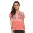 Women's Dana Buchman Chiffon Popover Top, Size: Medium, Lt Orange