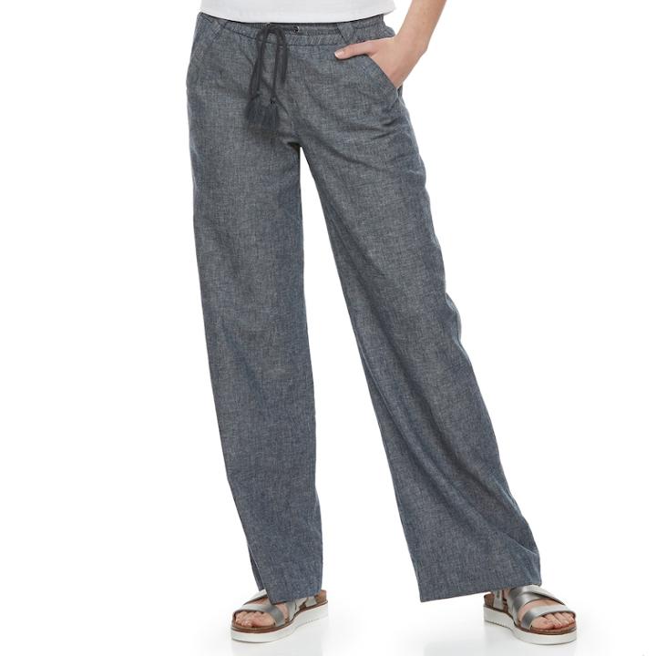 Juniors' Rewind Wide-leg Linen Pants, Teens, Size: Small, Blue (navy)