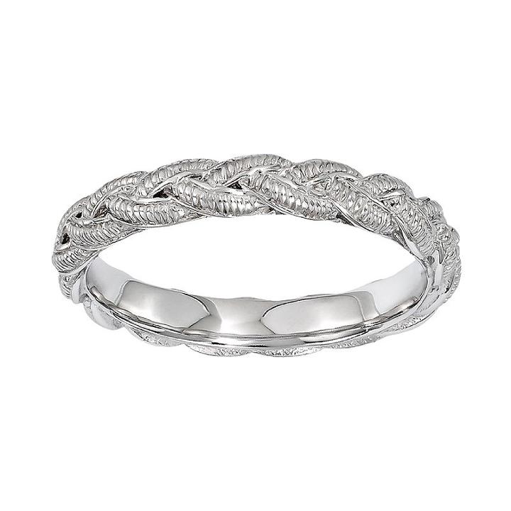 Stacks And Stones Sterling Silver Braided Stack Ring, Women's, Size: 9, Grey
