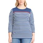 Plus Size Chaps Striped Jersey Crewneck Tee, Women's, Size: 2xl, Red
