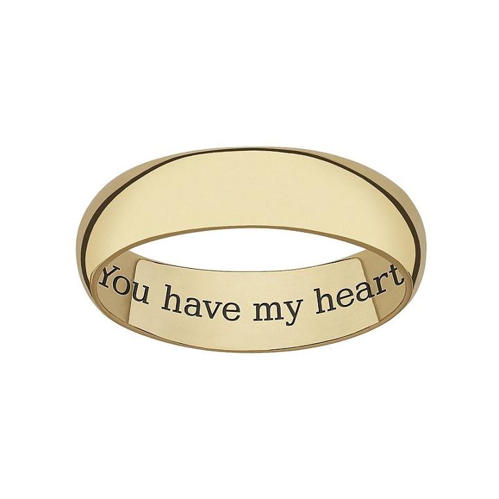 Sweet Sentiments 18k Gold Over Sterling Silver Wedding Band, Women's, Size: 8, Yellow