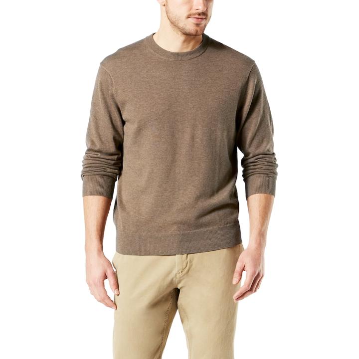 Men's Dockers&reg; Classic-fit Solid Heathered Crewneck Sweater, Size: Xl, Brown